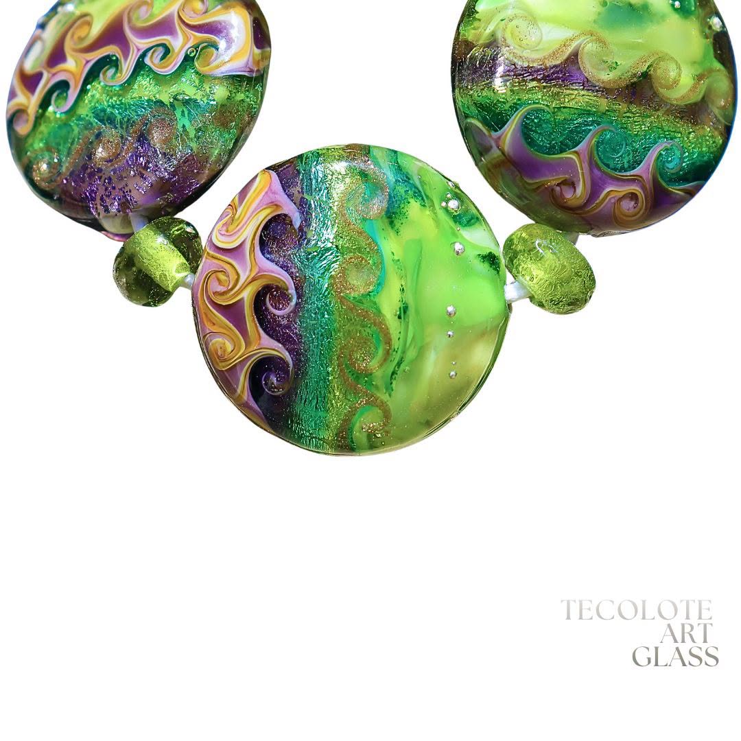 Deep Forest -  Art Glass Lampwork Button Spree Beads