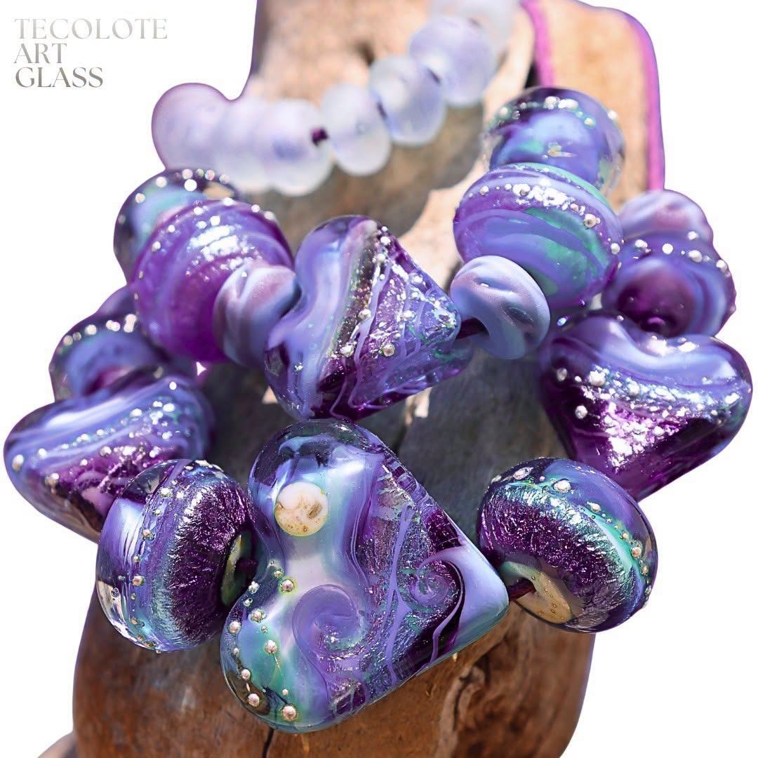Provincial Moonlight Hearts - Glass Art Lampwork Bead Collection