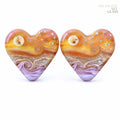 Tuscan Sun Hearts Art Glass Lampwork Bead Pair