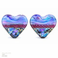 Coronado Bay Hearts  Art Glass Lampwork Heart Focal Bead Pair