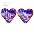 Purple Coral Hearts Art Glass Lampwork Bead Pair