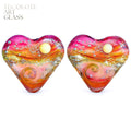Heat Wave of Love Art Glass Lampwork Heart Bead Pair