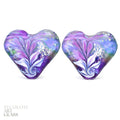 Lavender Sachet Hearts Art Glass Lampwork Heart Focal Bead Pair