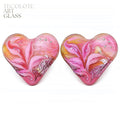 Fuchsia Lilly  Art Glass Lampwork Heart Focal Bead Pair