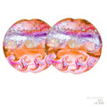 Ginger Sunrise  Art Glass Lampwork Button Spree Bead Pair
