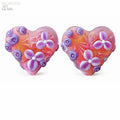 Tourmaline Sugar   Art Glass Lampwork Heart Focal Bead Pair