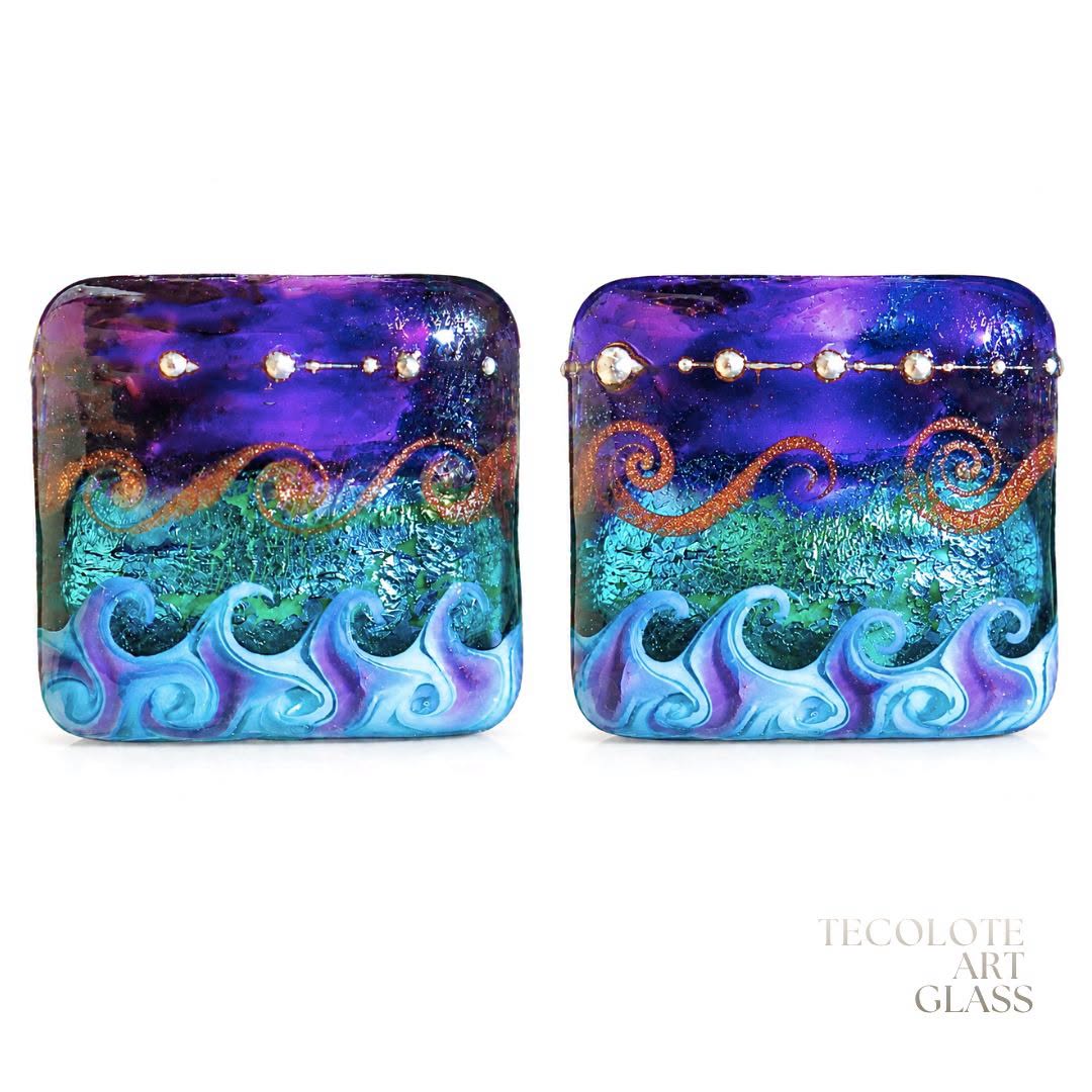 Amethyst Sea Nuggets  Art Glass Lampwork Bead Pair