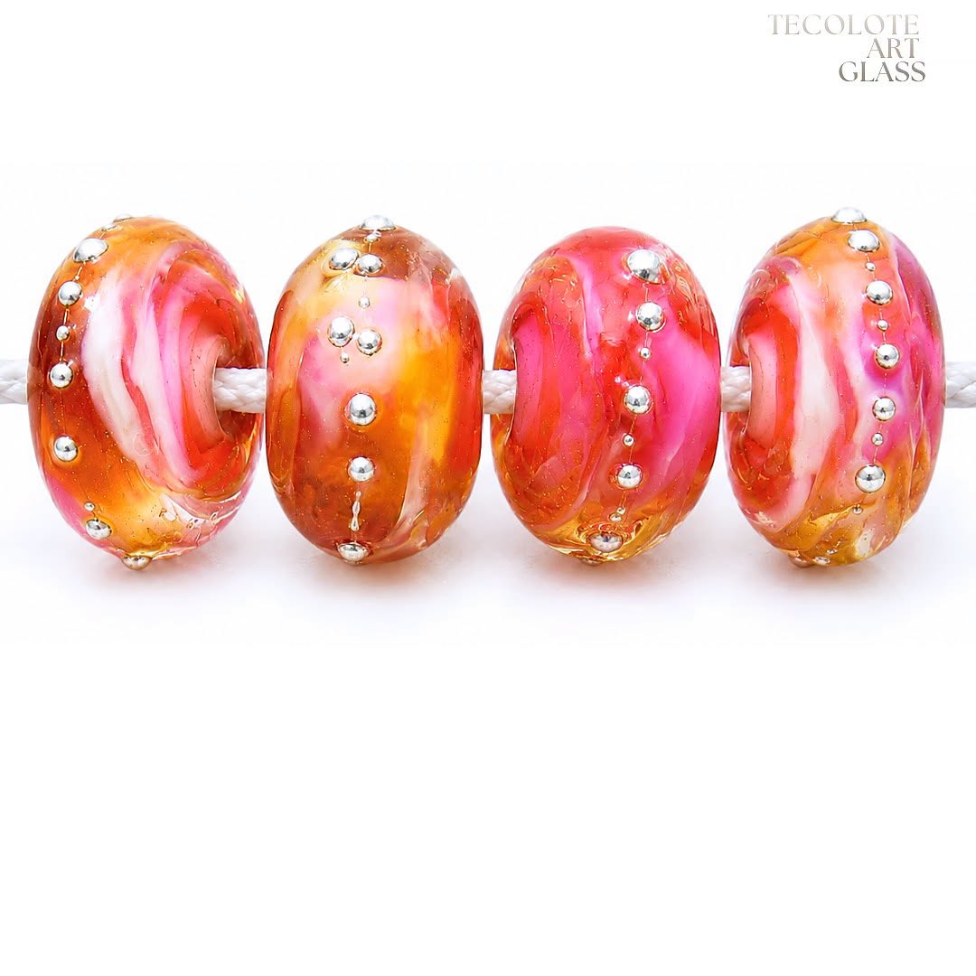 Sunset Opal Art Glass Lampwork Round Bead Set