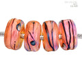 Mango Sunset Charm Bead Set- handmade large hole glass lampwork - Pandora Style