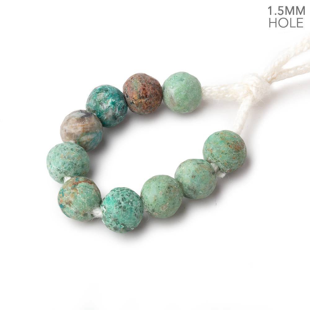 7mm Matte Chrysocolla 1.5mm Large Hole Faceted Rounds Set of 10