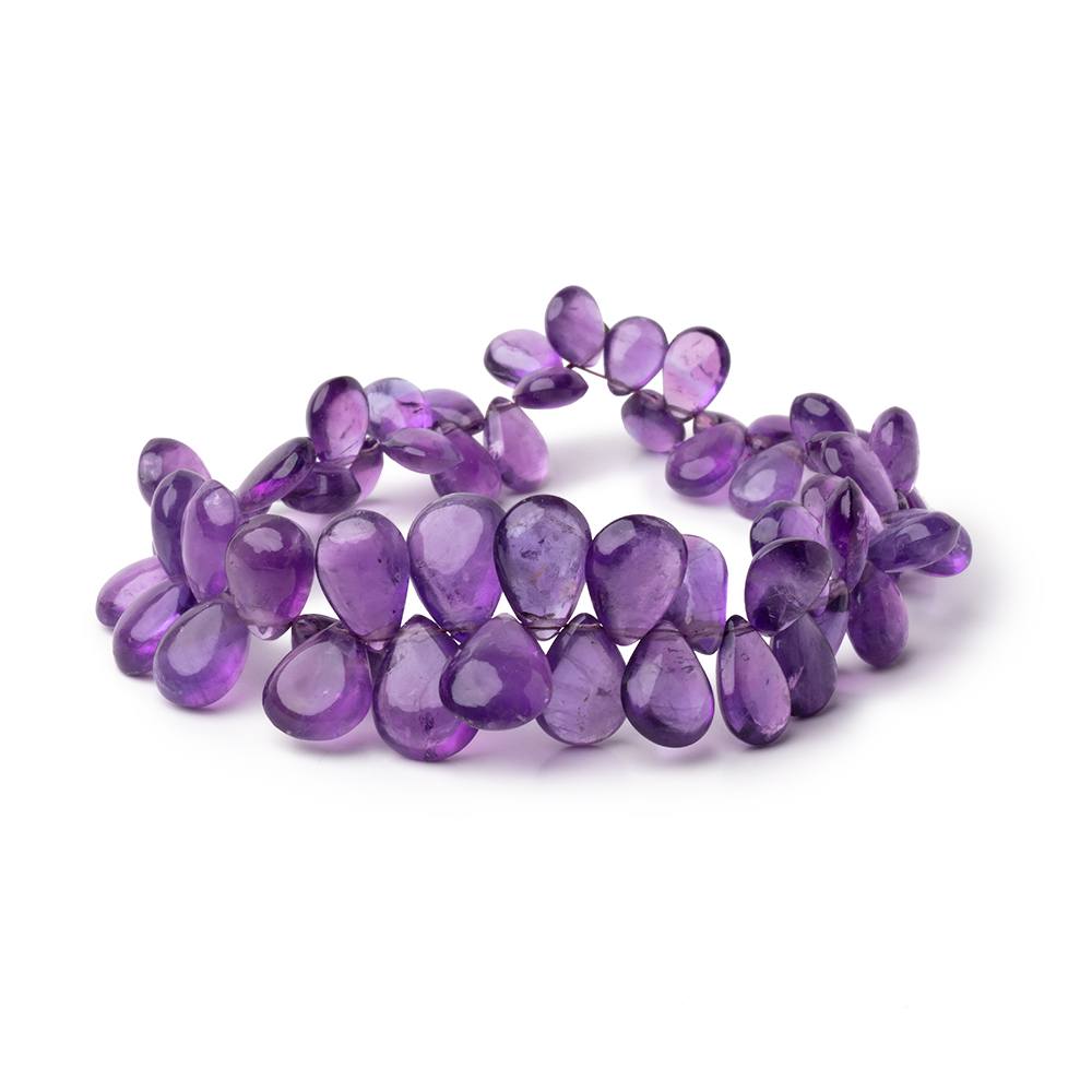 9x6-12x9mm Amethyst Plain Pear Beads 7.5 inch 58 pieces