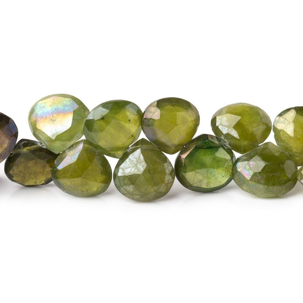 8-10mm Mystic Idocrase Faceted Heart Beads 8 inch 48 pieces