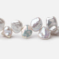 8-12mm Silver Top Drill Keshi Freshwater Pearls 16 inch 56 Beads