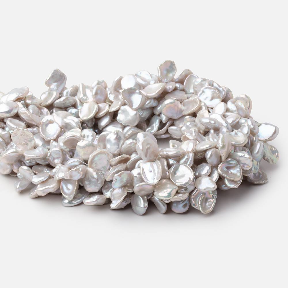8-12mm Silver Top Drill Keshi Freshwater Pearls 16 inch 56 Beads
