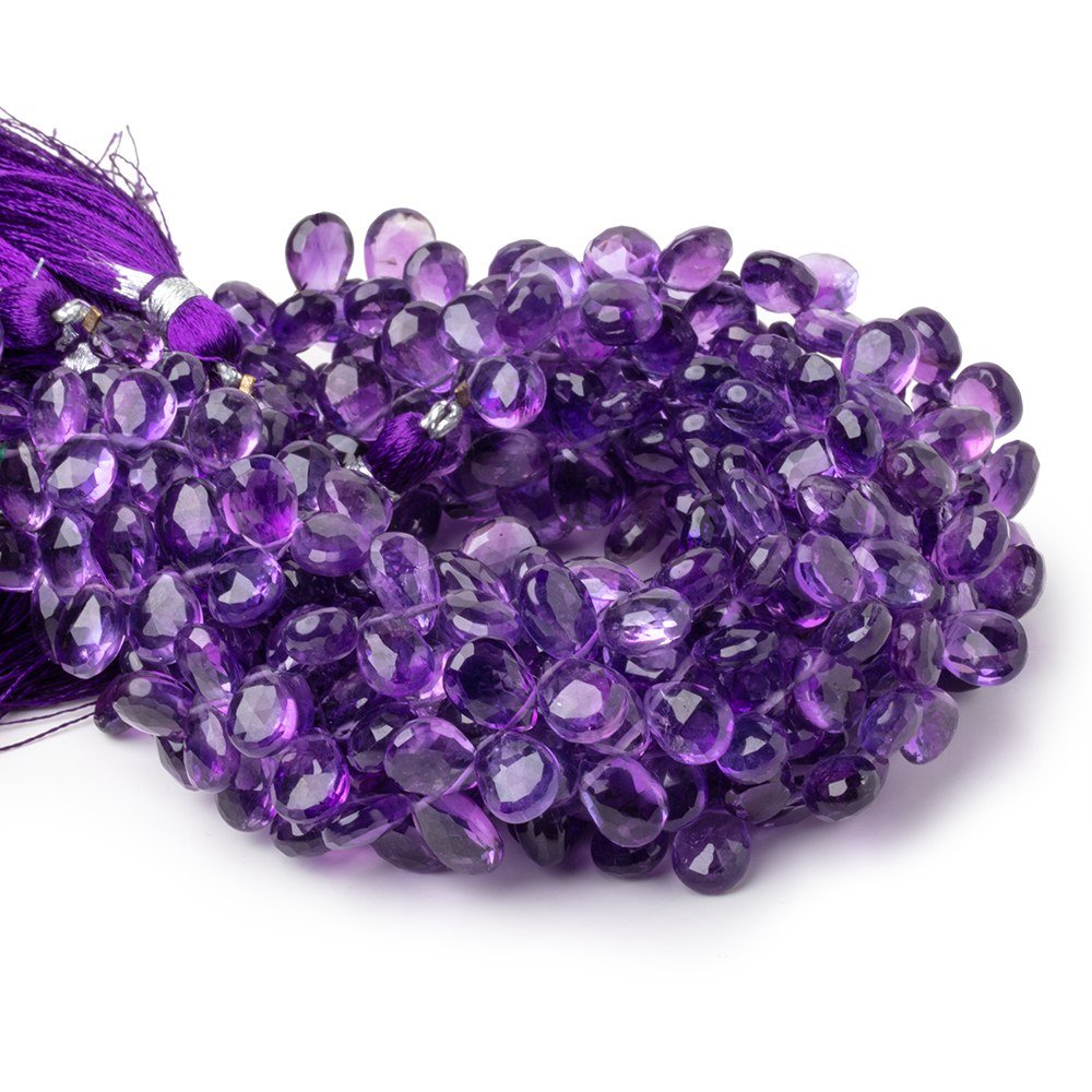 8-9mm Amethyst Faceted Pear Beads 8 inch 54 pieces