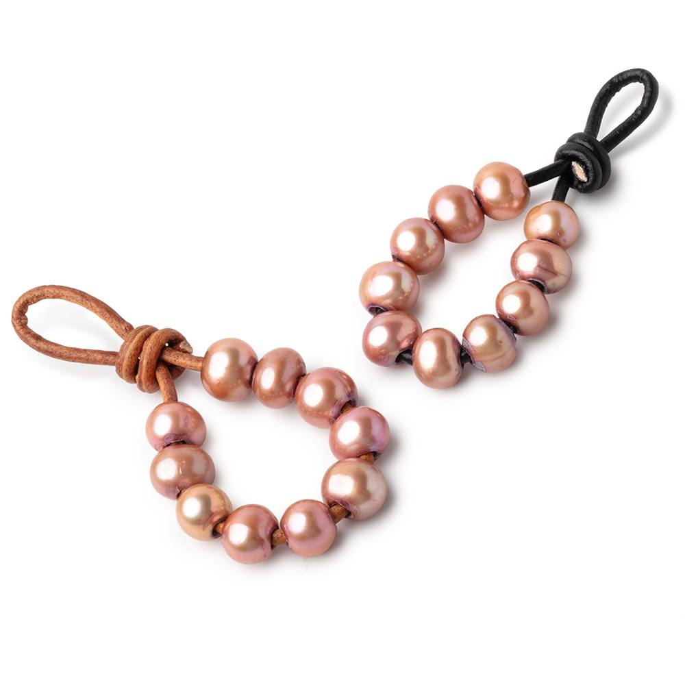 8-9mm Rose Large Hole Off Round Pearls Set of 10