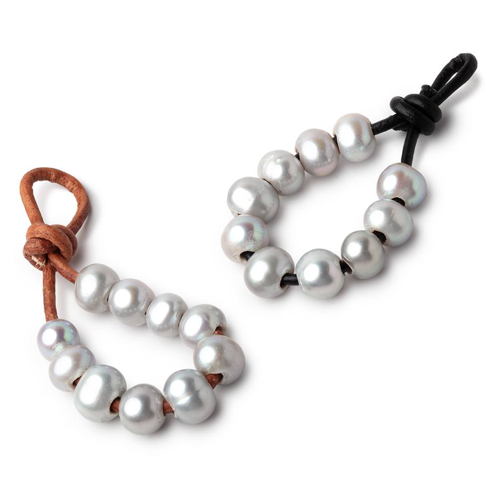 8-9mm Silver Large Hole Off Round Pearls Set of 10