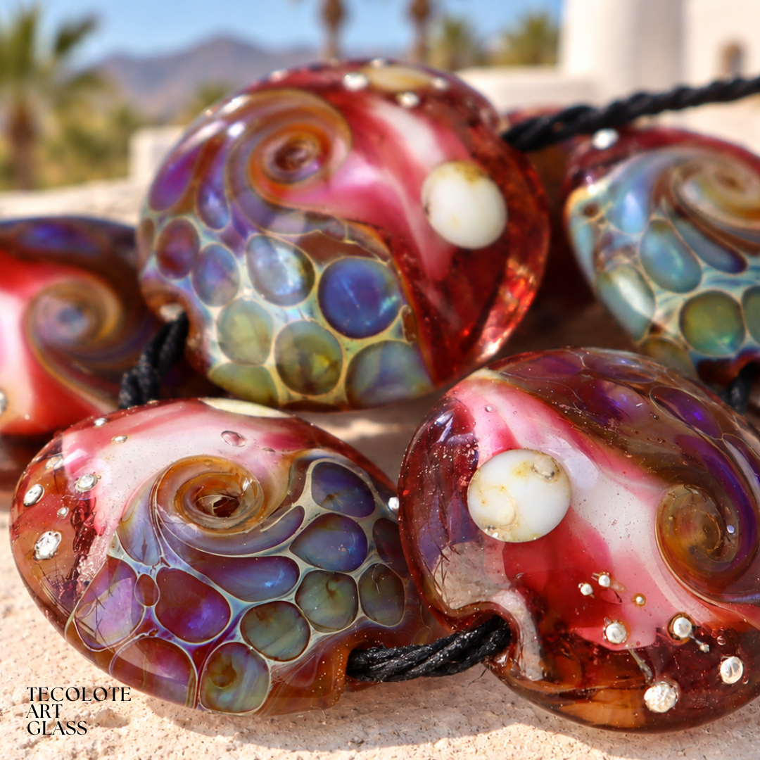 Moonlit Ocean Lentils - Art Glass Lampwork Lentil Beads