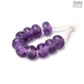 8mm Amethyst 2mm Large Hole Plain Rondelle Set of 10
