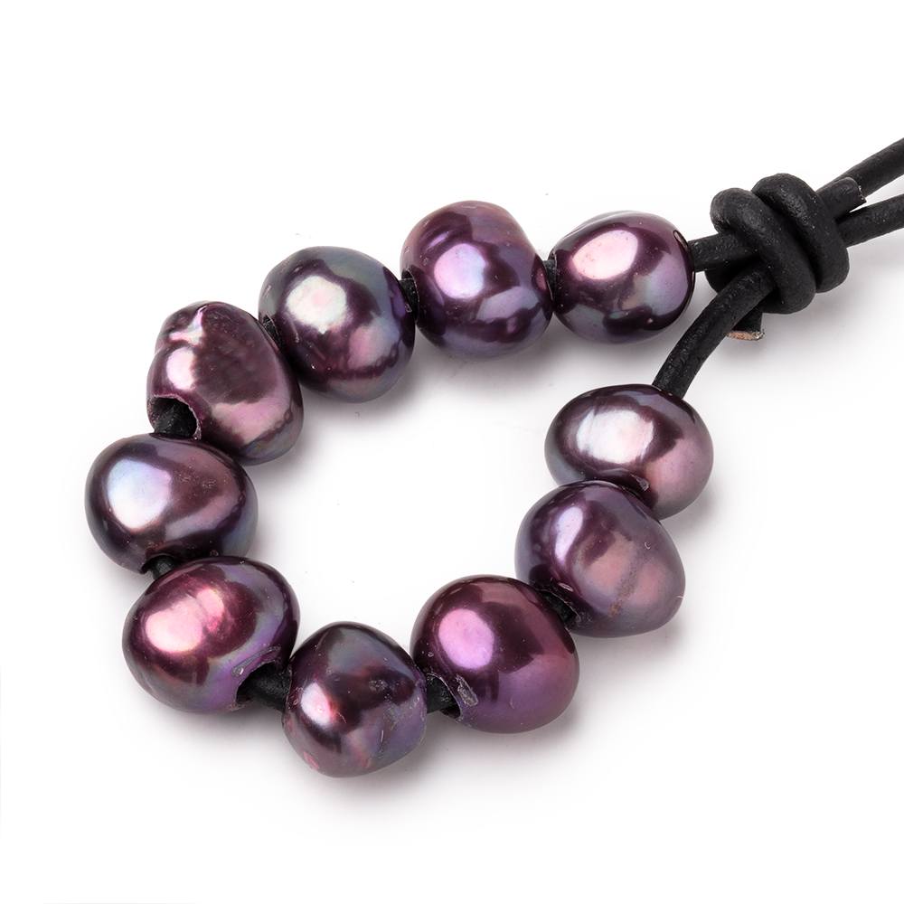 9-10.5mm Purple Large Hole Baroque Pearls Set of 10