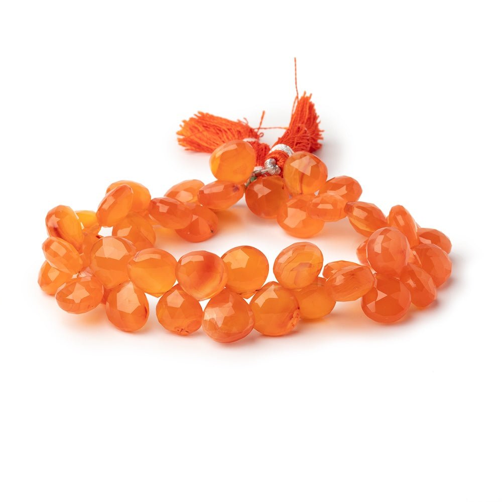 9-10mm Carnelian Faceted Heart Beads 8 inch 45 pieces