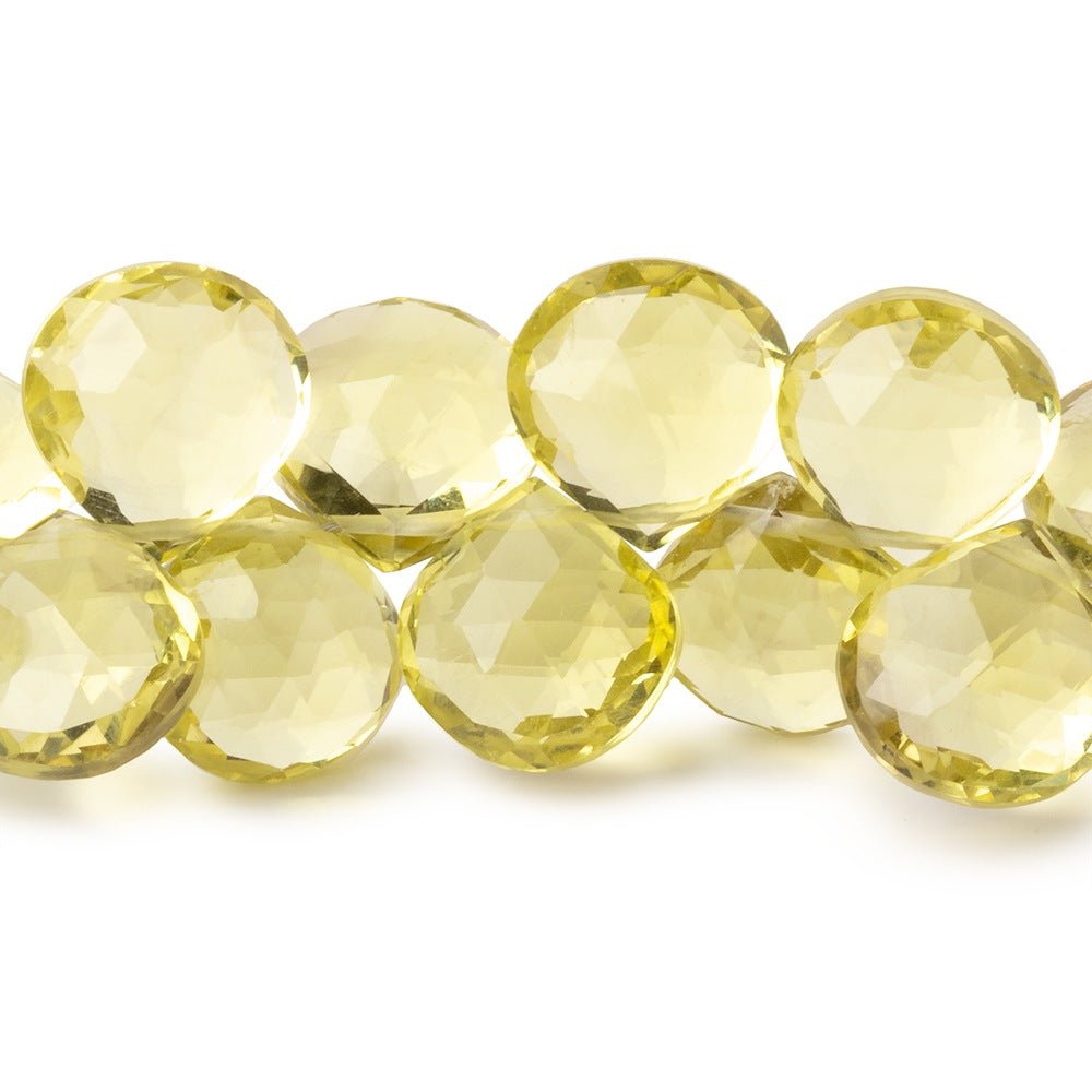 9-10mm Lemon Quartz Faceted Heart Beads 8 inch 44 Beads AAA