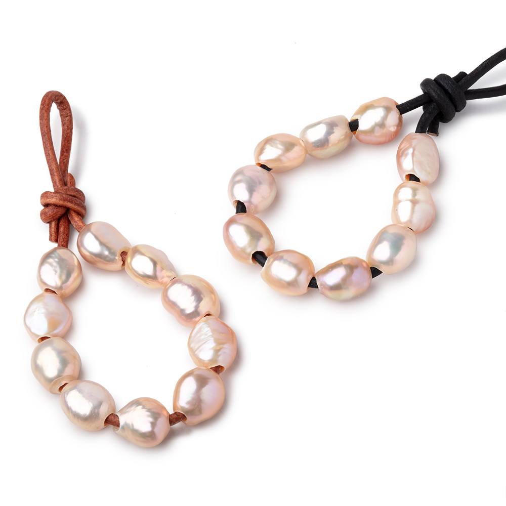 9.5-10.5mm Iridescent Pink Large Hole Baroque Pearls Set of 10