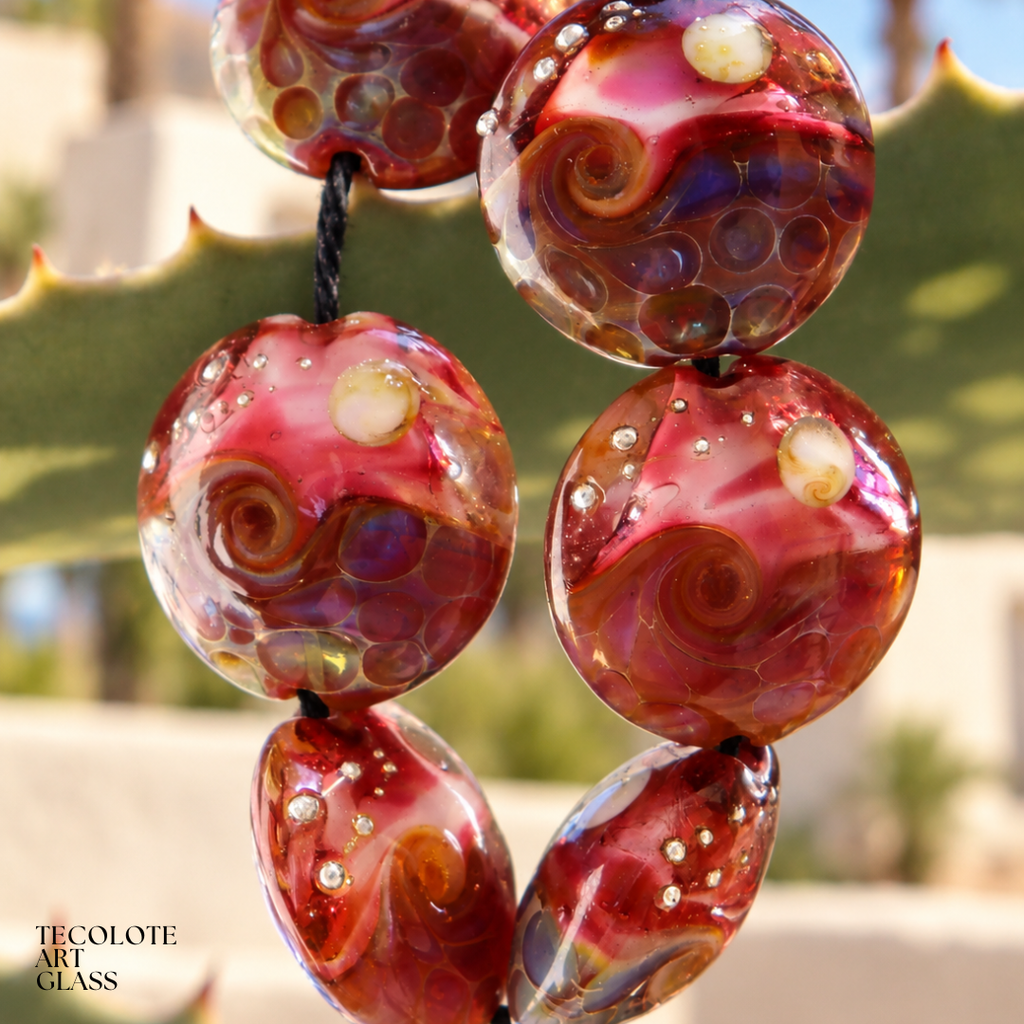Moonlit Ocean Lentils - Art Glass Lampwork Lentil Beads
