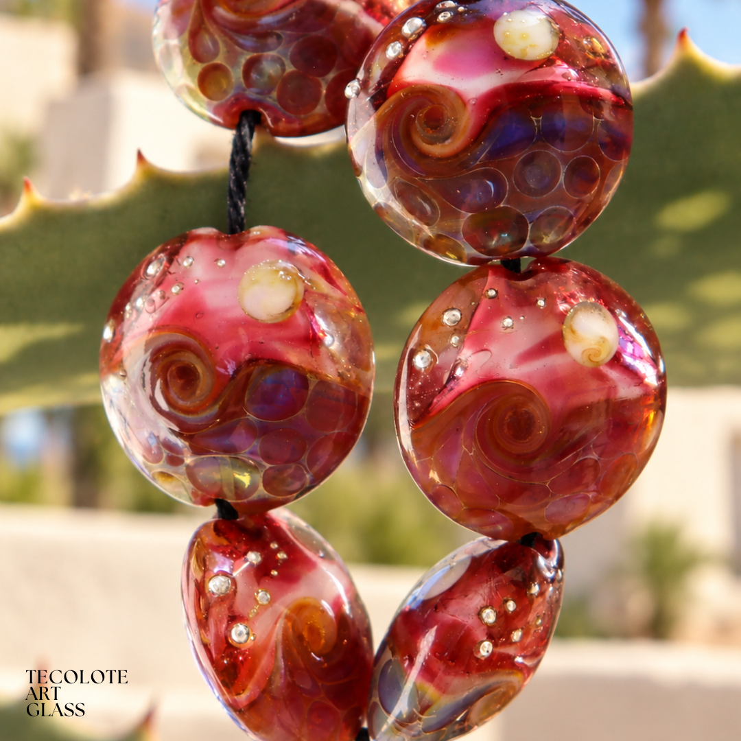 Moonlit Ocean Lentils - Art Glass Lampwork Lentil Beads
