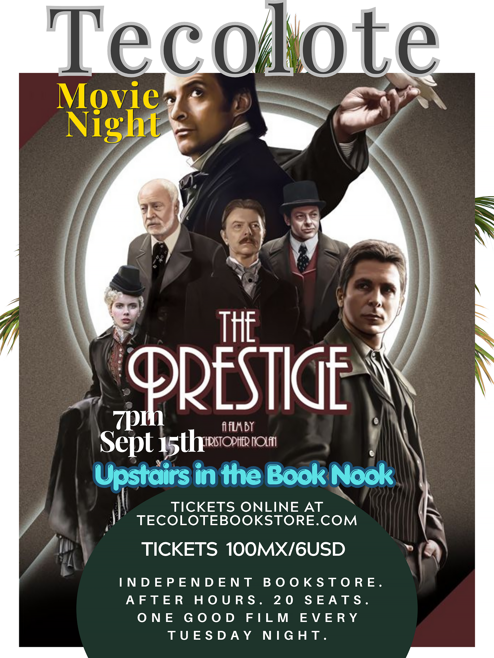 Movie Night  in the Book Nook - Sept 15th 2026 - The Prestige - Event Ticket