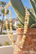 Saffron & Sunlight Necklace - Knotted Beaded Boho Strand by Glass Artist Jenelle Aubade