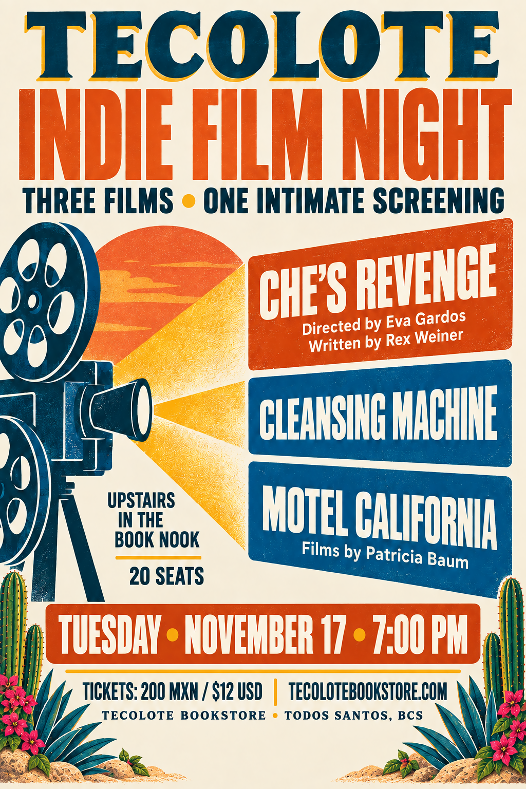 Indie Movie Night - NOV 17th 2026 - Che's Revenge, Cleansing Machine, Motel California - Event Ticket