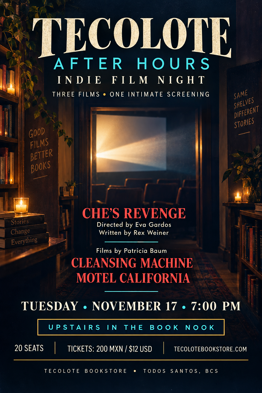 Indie Movie Night - NOV 17th 2026 - Che's Revenge, Cleansing Machine, Motel California - Event Ticket