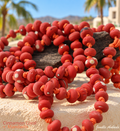 Cinnamon Coral Necklace - Knotted Beaded Boho Strand by Glass Artist Jenelle Aubade