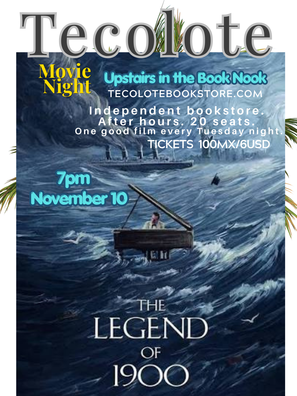 Movie Night in the Book Nook - November 10th 2026 - The Legend of 1900 - Event Ticket