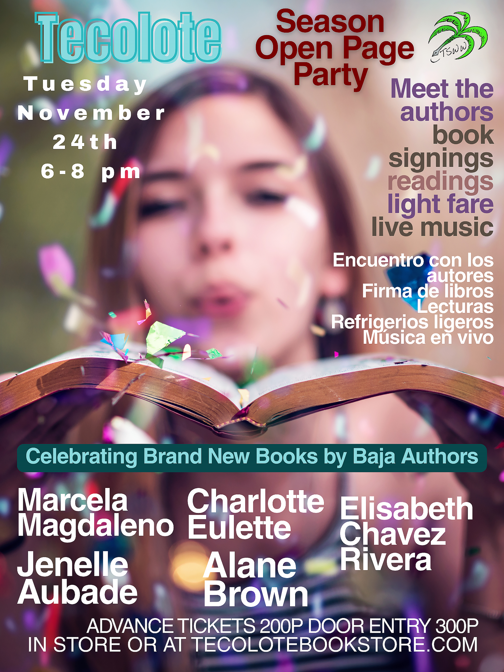 OPEN PAGE PARTY Event Tickets - Author Event - November 24th 2026 - Celebrating our Brand New Baja Author Books! Alane Brown, Charlotte Eulette, Marcela Magdaleno, Jenelle Aubade