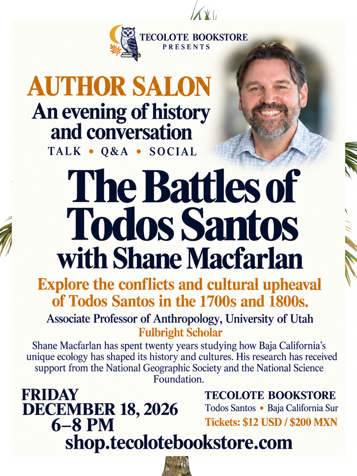 Author Event - December 18th 2026 - Shane Macfarlan - The Battles of Todos Santos