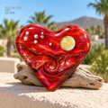Ruby Aloha  - Handmade Art Glass Lampwork Large Heart Focal Bead
