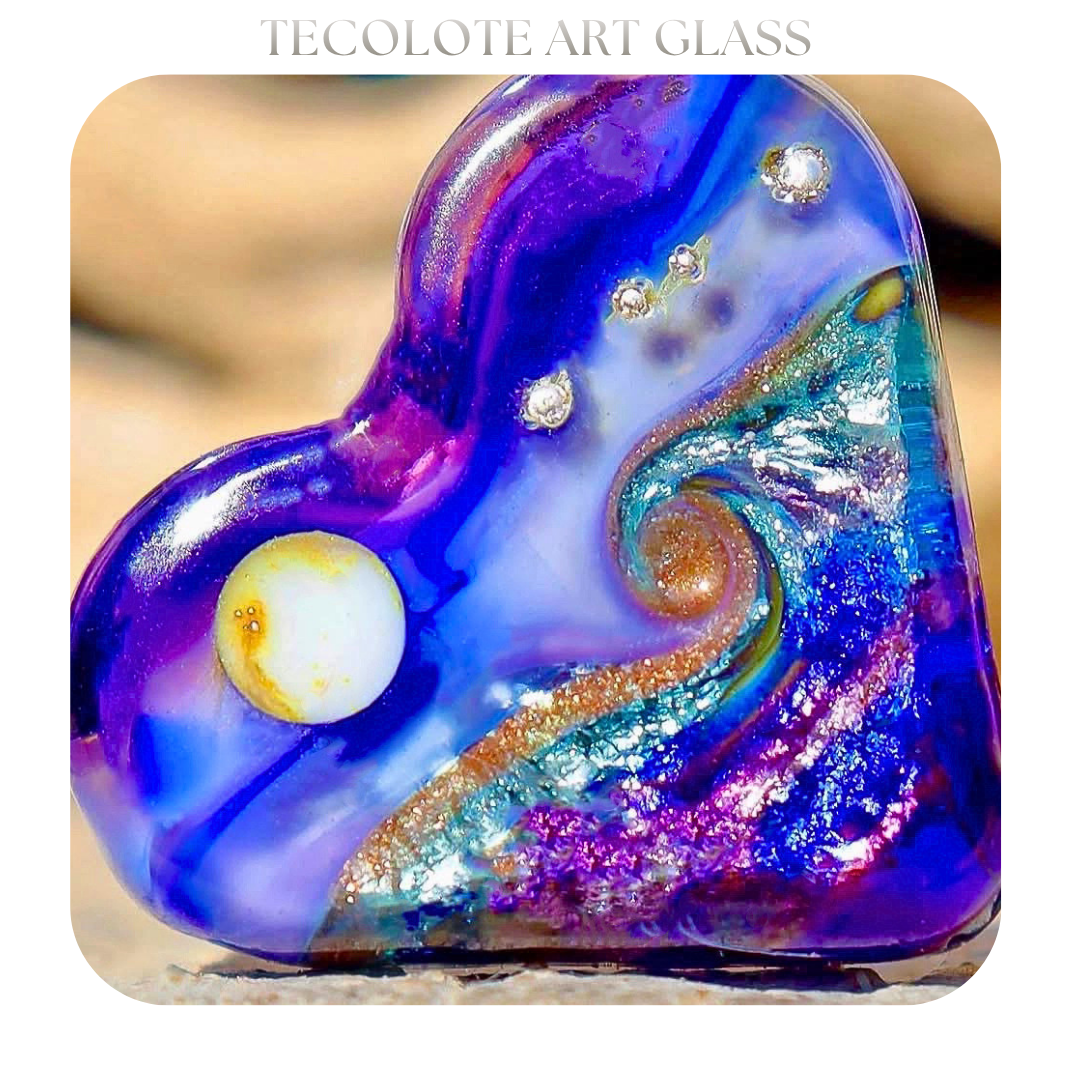 Electric Moonlight Tide Heart Focal - Glass Lampwork Bead