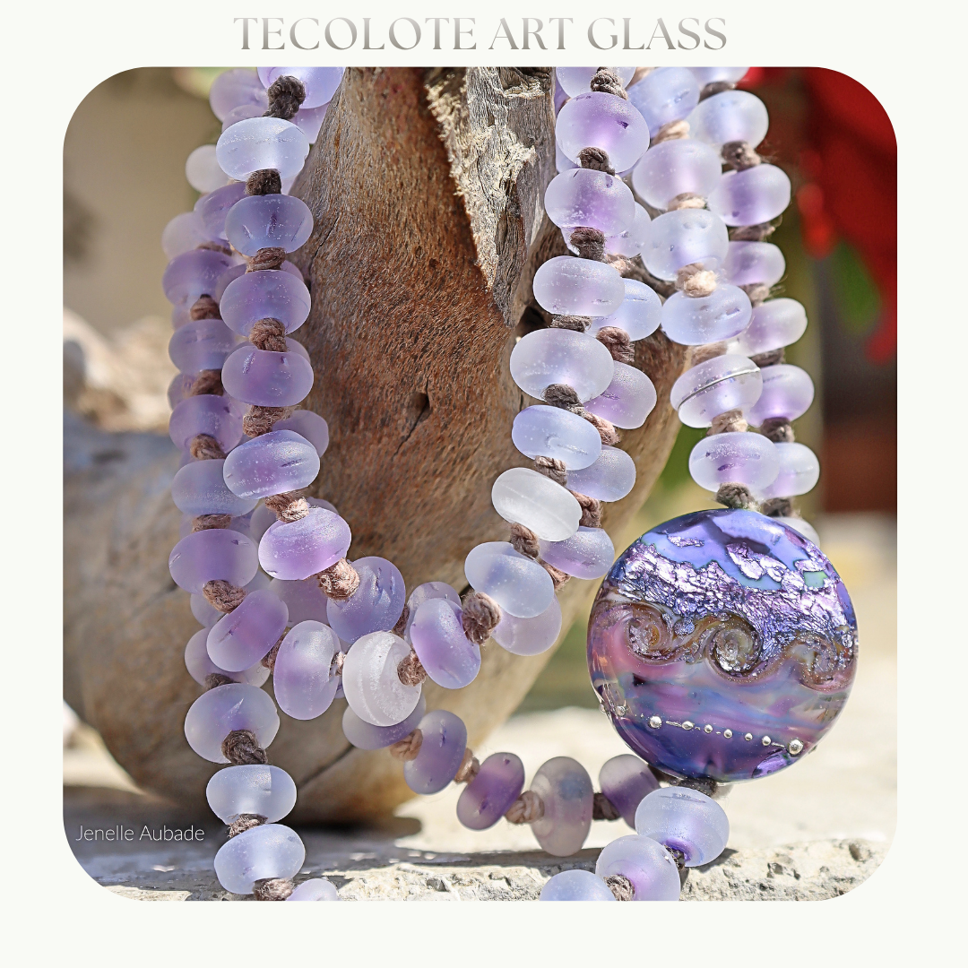 Baja Moonlight Heirloom Necklace - Knotted Art Glass by Jenelle Aubade