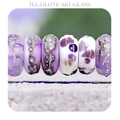 Sand Castle Plum Charms - Art Glass lampwork Beads - BHB Large Hole for Pandora Bracelets