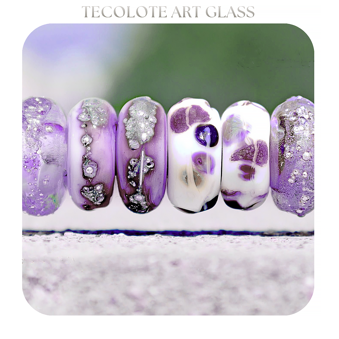 Sand Castle Plum Charms - Art Glass lampwork Beads - BHB Large Hole for Pandora Bracelets