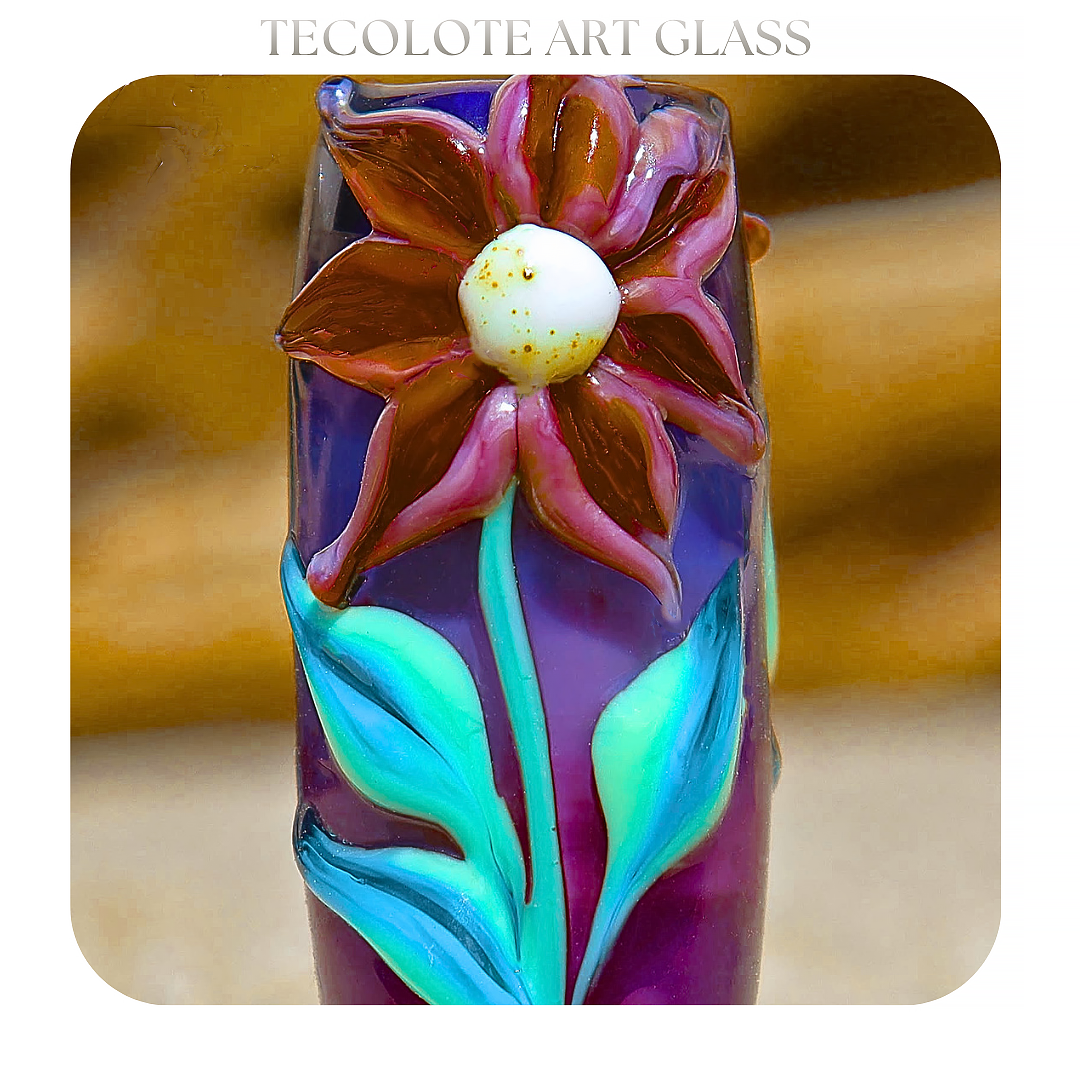 Maroon Island Flower - Art Glass lampwork  Focal Bead - BHB Large Hole