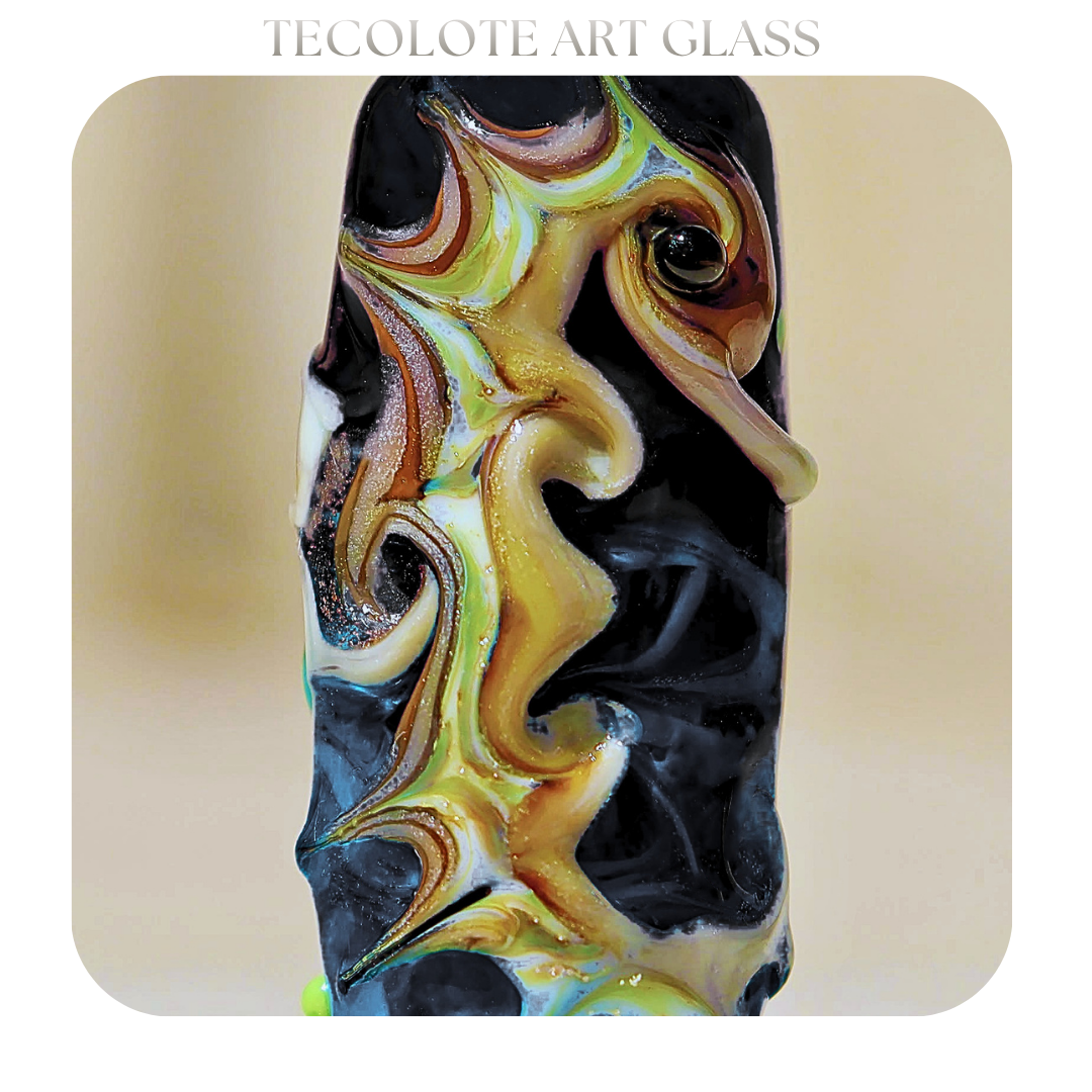 Midnight Swimming - Art Glass lampwork Sea Horse Focal Bead - BHB Large Hole