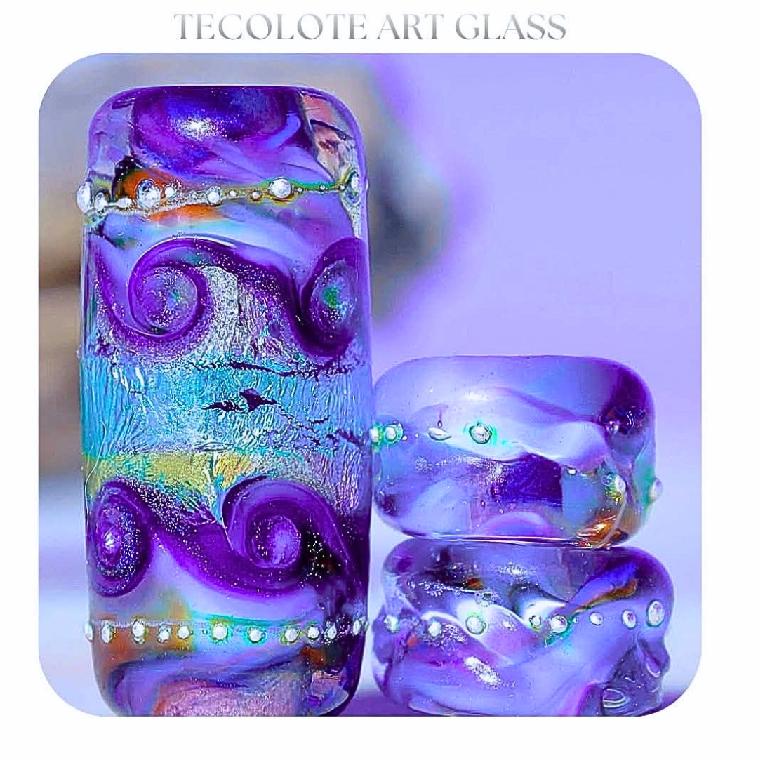 Santa Monica Coast - Art Glass lampwork Focal Bead Set - BHB Large Hole