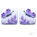 Pearl & Plumeria Butterfly Nuggets -  Art Glass Lampwork Bead Pair
