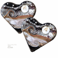 Hearts at  Midnight Art Glass Lampwork Heart Focal Bead Pair