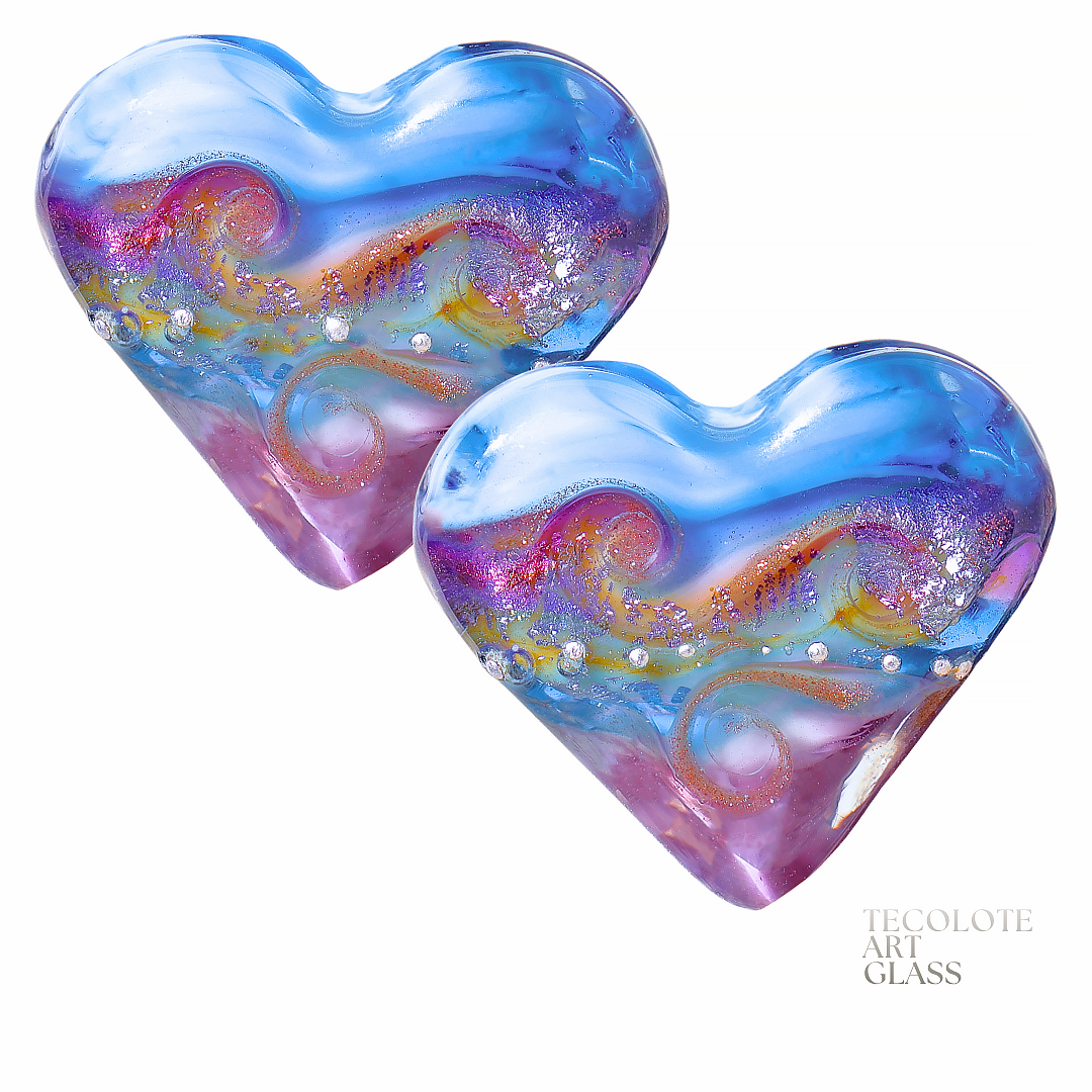Baja Soul Art Glass Lampwork Heart Bead Pair