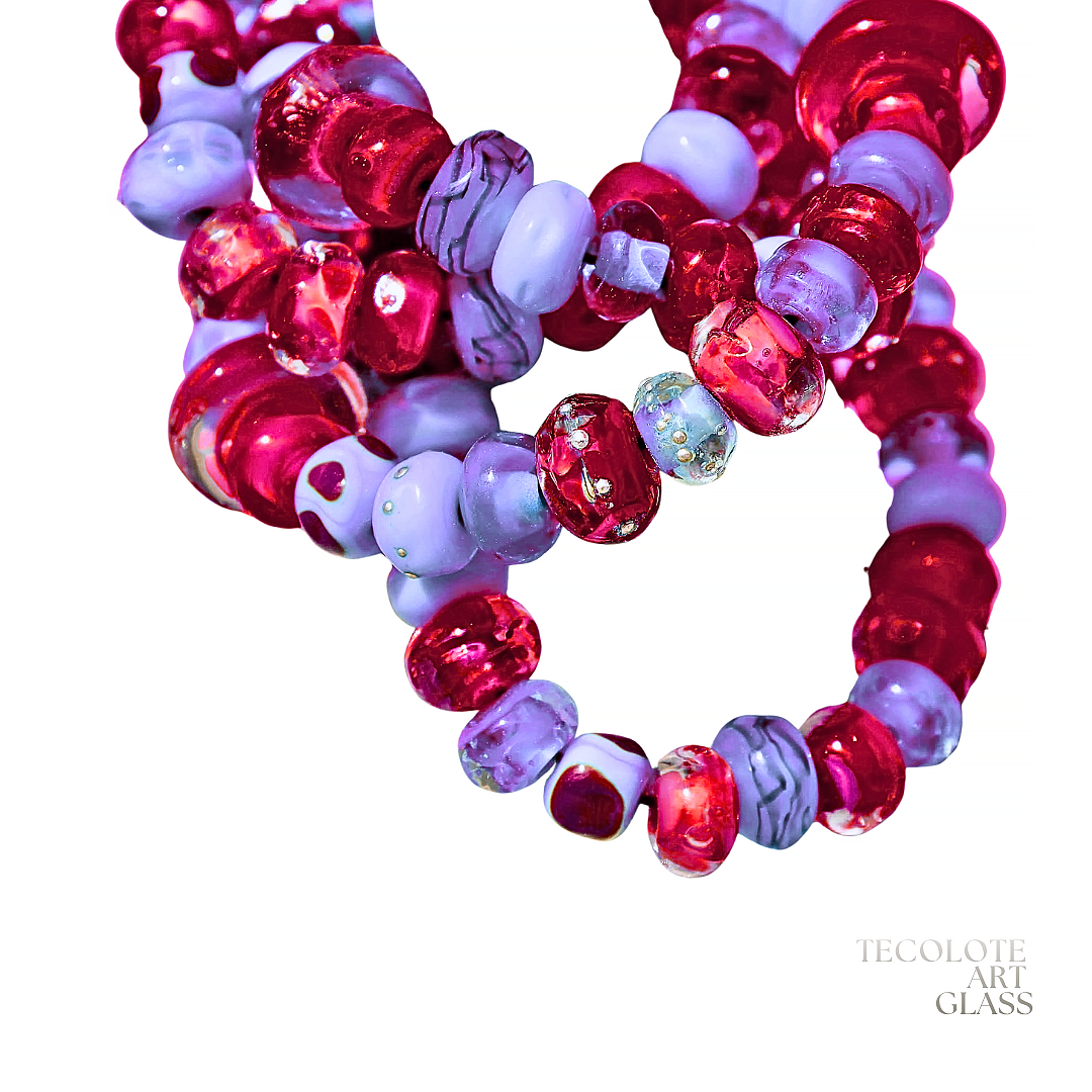 Ruby & Violets - Art Glass Lampwork Beads