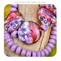 Hibiscus SeaStar - Art Glass Lampwork Focal Bead Set - Button Sprees & Accents